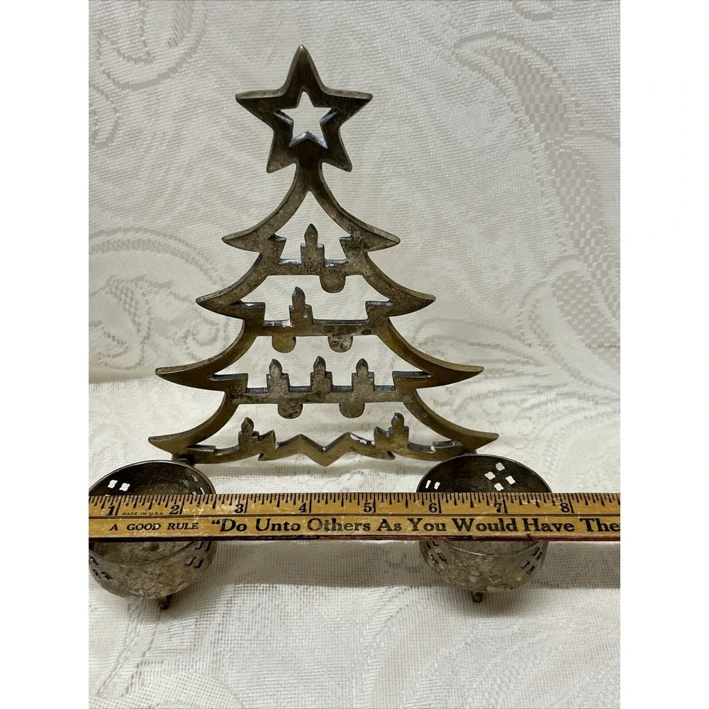 Vintage Silver‎ Plated Christmas Tree 2 Candle Holder International Silver Co